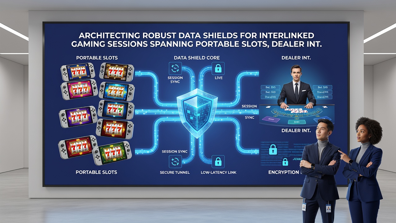 Schaubild zu mehrschichtigen Sicherheitsframeworks für interaktive Casino-Sessions mit Fokus auf Verschlüsselung und Echtzeit-Schutz