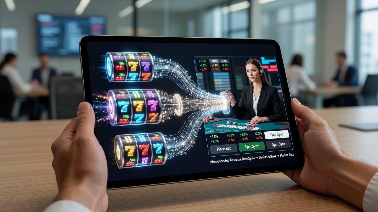 Mobile Casino-Schnittstelle mit verknüpften Belohnungssystemen für Slots, Live-Dealer und Wetten